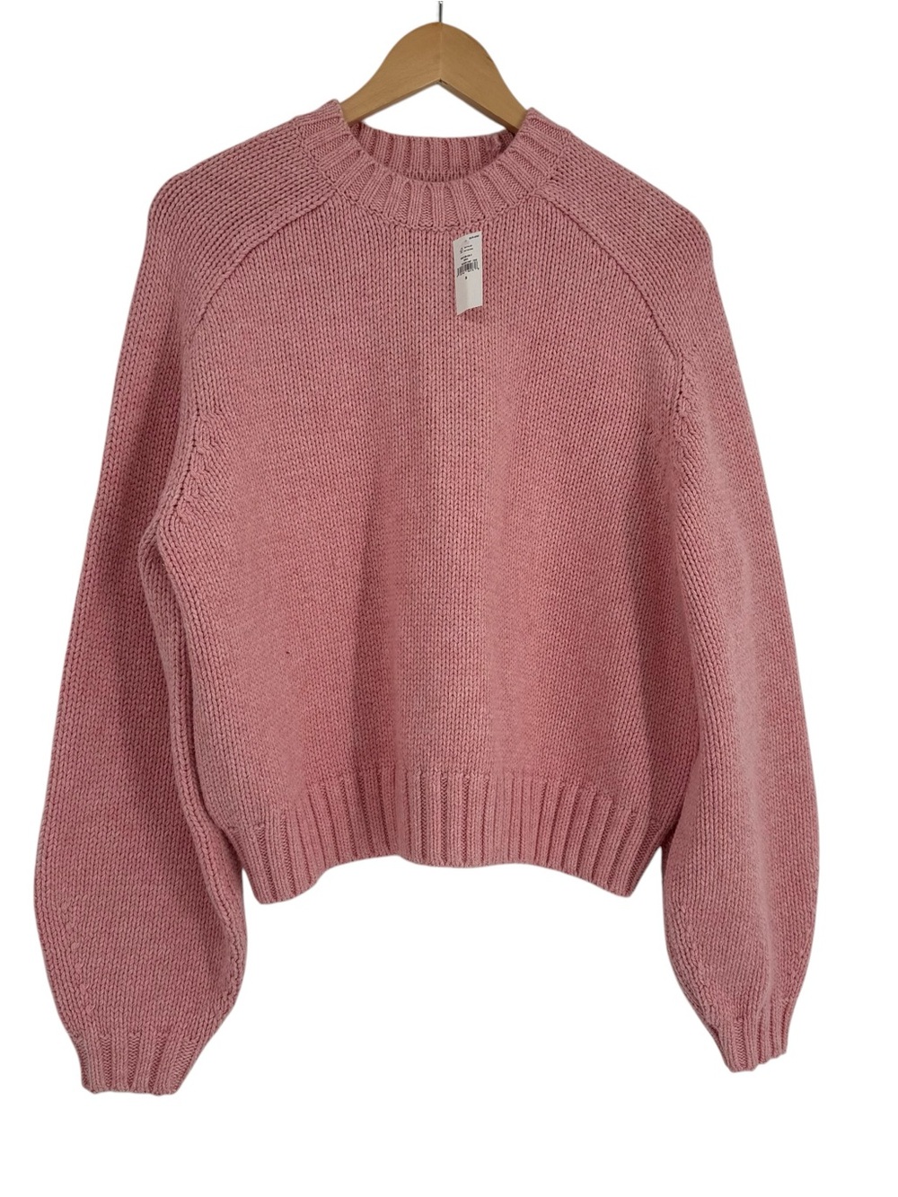 GAP NWT Pink Chunky Knit Pullover Sweater Crew Neck Women Size S Cotton nylon